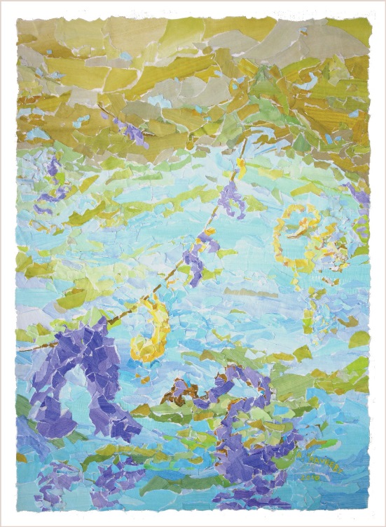 שני ברבורים וכביסה תלויה - קולאז'